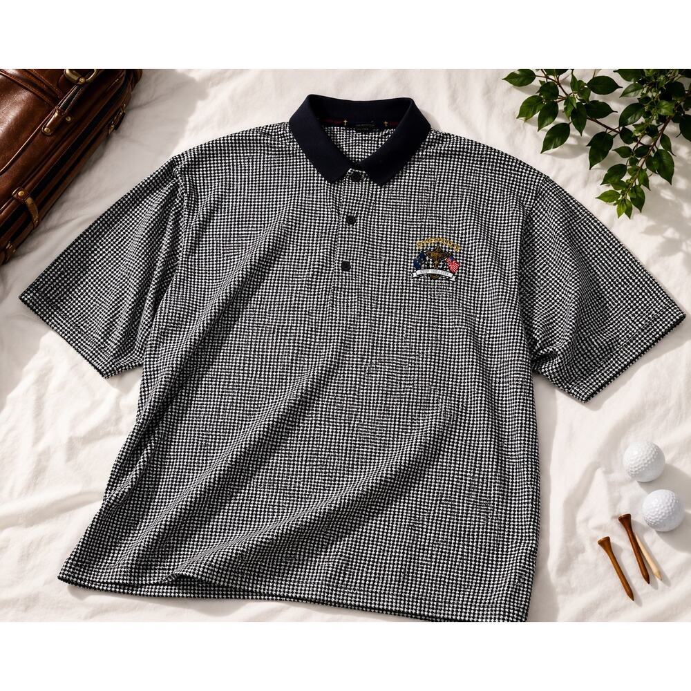 Vintage Slazenger Ryder Cup Collection Polo Shirt XXL Houndstooth Belfry Golf